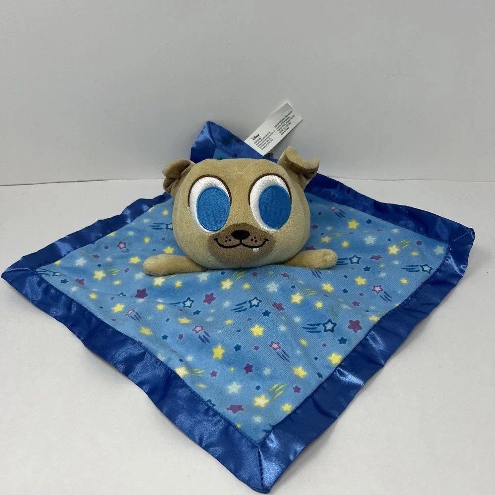 Disney Security Blanket 11in Blue Rolly Puppy Dog Pals Star Satin Lovey
